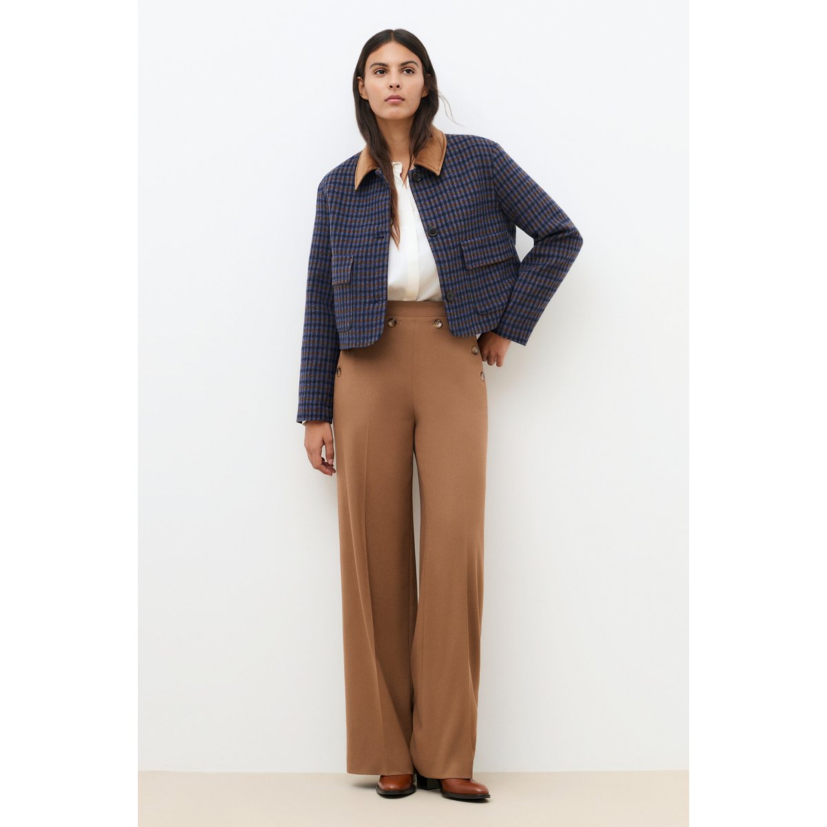 Manteau court structuré GTINA bleu marine, CAROLL