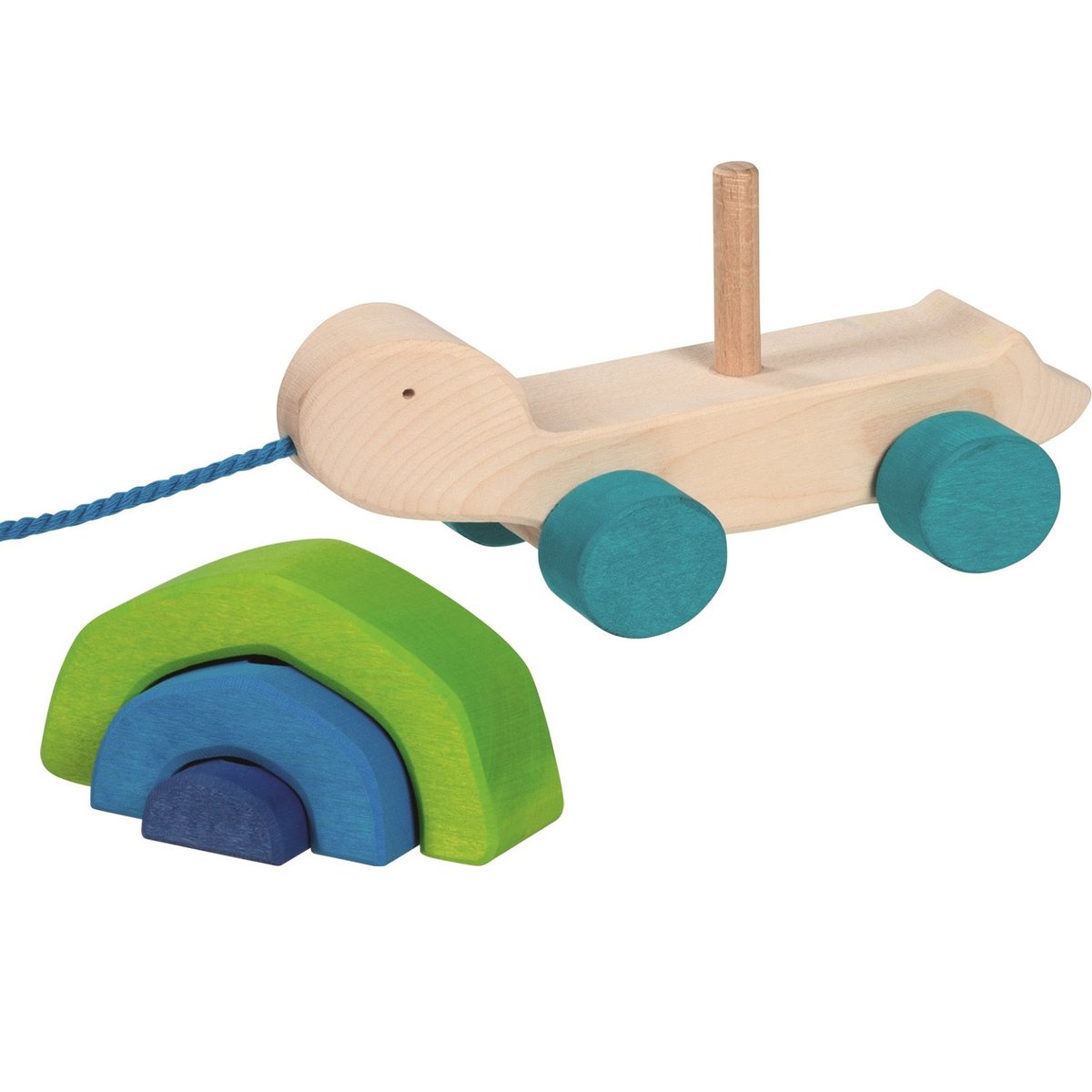 Tortuga tortue en bois à tirer vert, GOKI