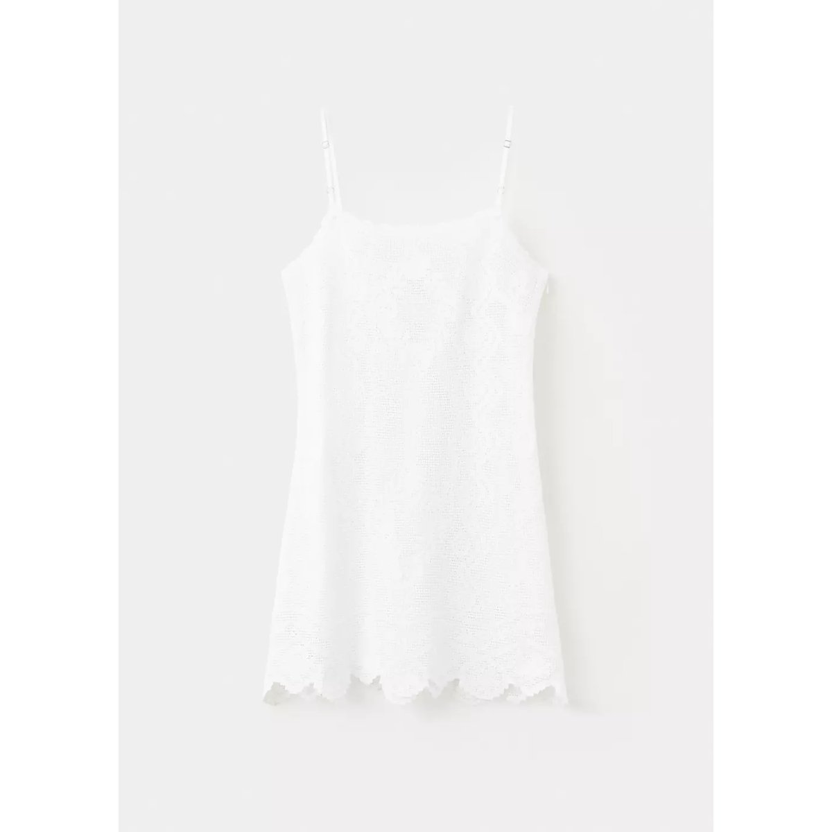 Robe en crochet à bas festonné blanc, MANGO