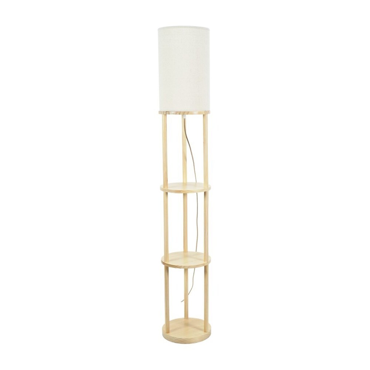 Elisa 3-Tier Soft Light Floor Lamp with Fabric Shade oak, SO'HOME