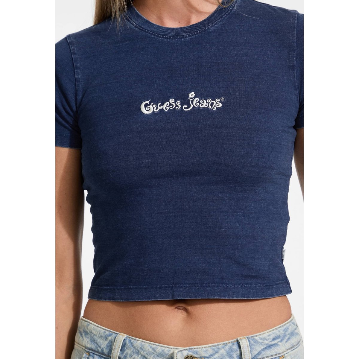 T-Shirt Logo Brodé bleu, GUESS JEANS
