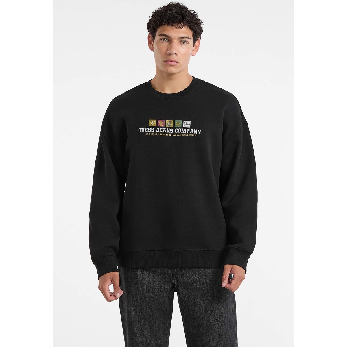 Sweat-Shirt Imprimé Frontal noir, GUESS JEANS