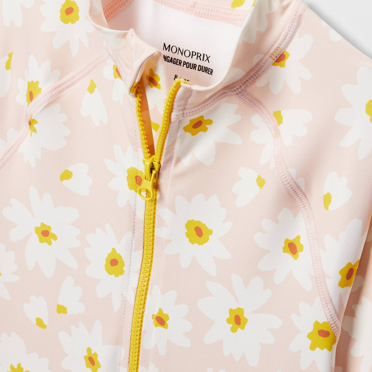 Maillot de bain 1 pièce manches longues anti-UV imprimé poupee, MONOPRIX