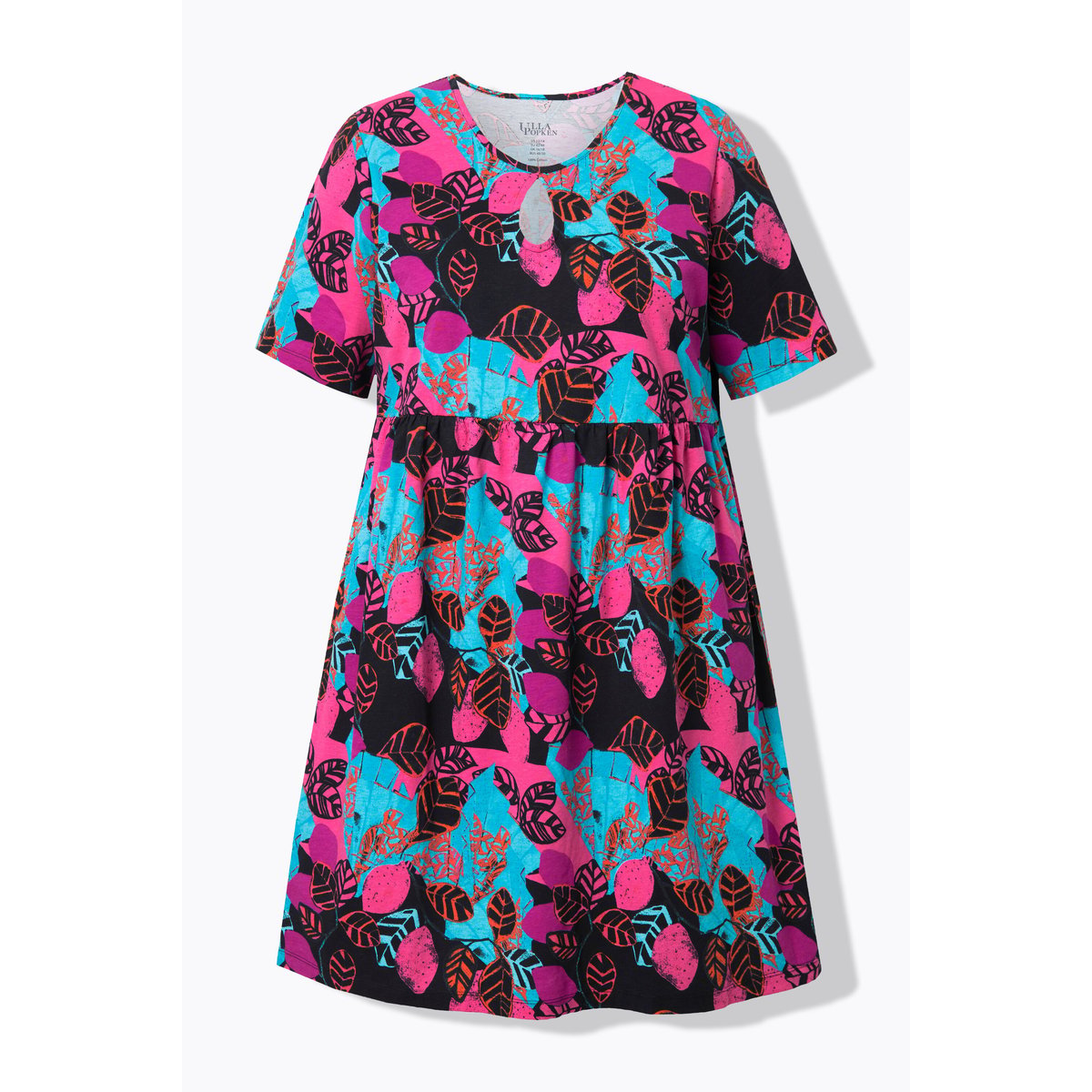 Robe en jersey. Col rond et manches courtes. aqua foncé, ULLA POPKEN