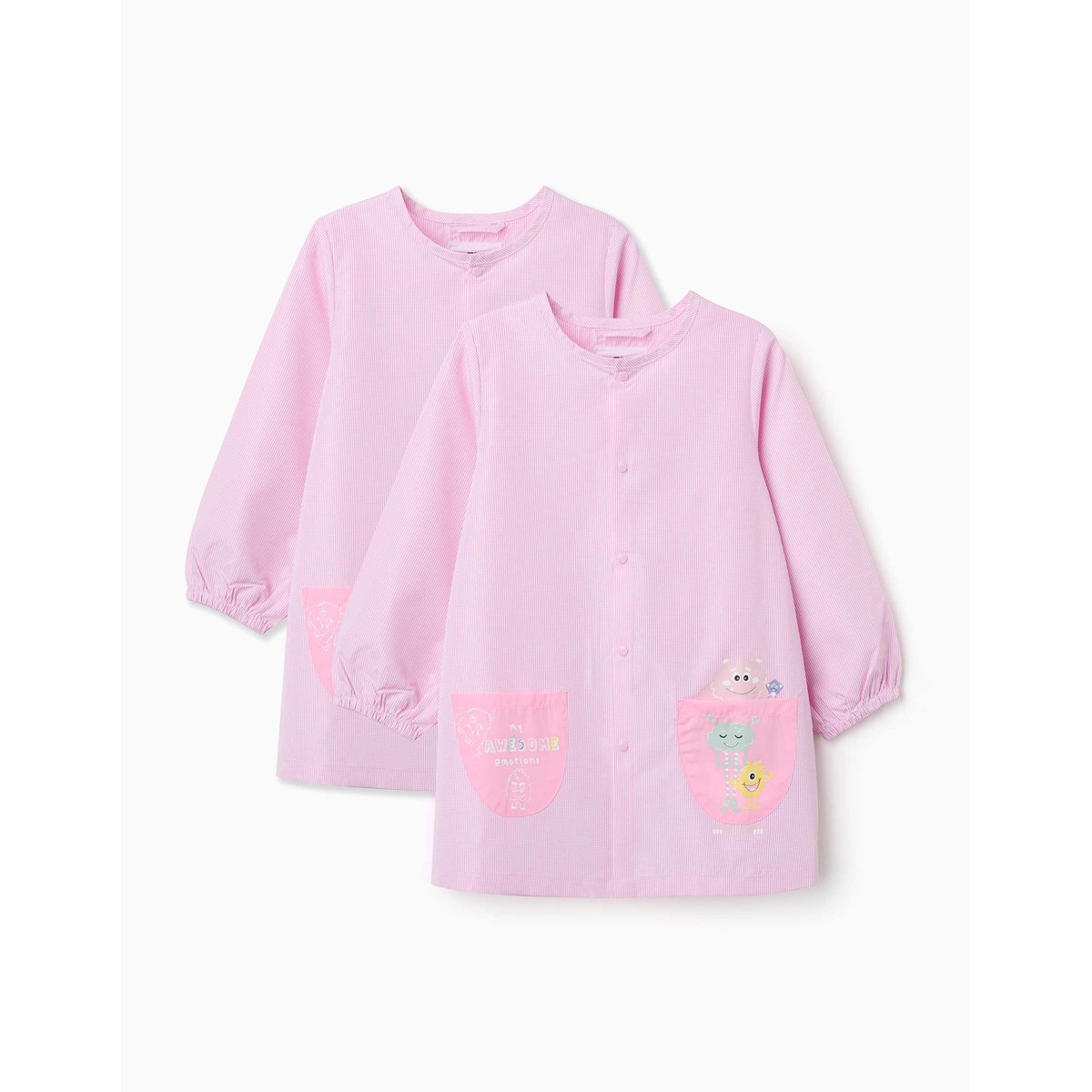 Lot de 2 tabliers d'école avec Monstres des Émotions rose clair, ZIPPY