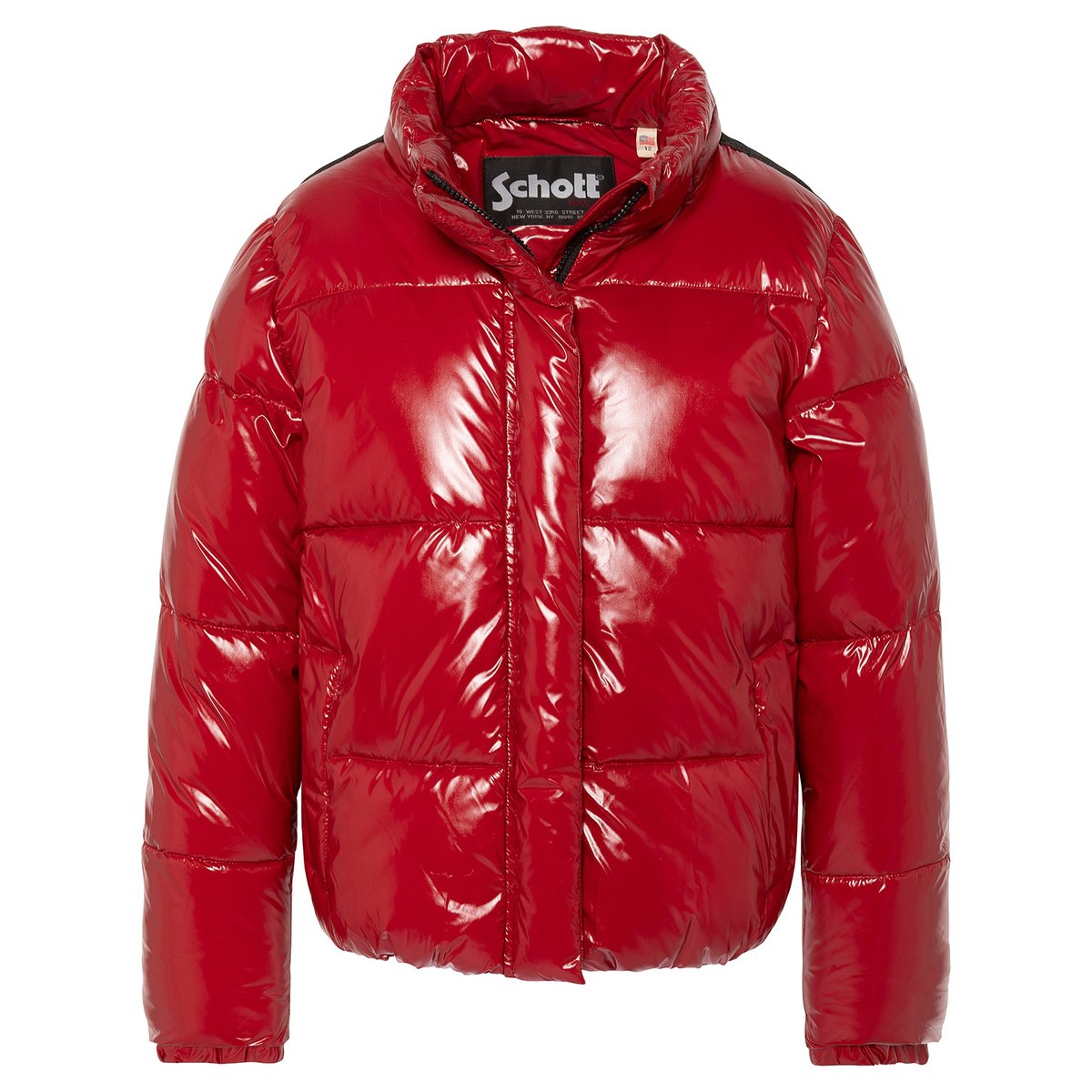 Blouson shiny à capuche enfant rouge, SCHOTT