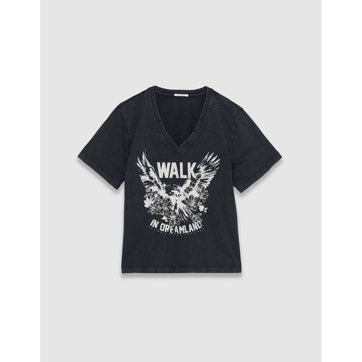 Bedrukt T-shirt met korte mouwen en V-hals zwart, IKKS