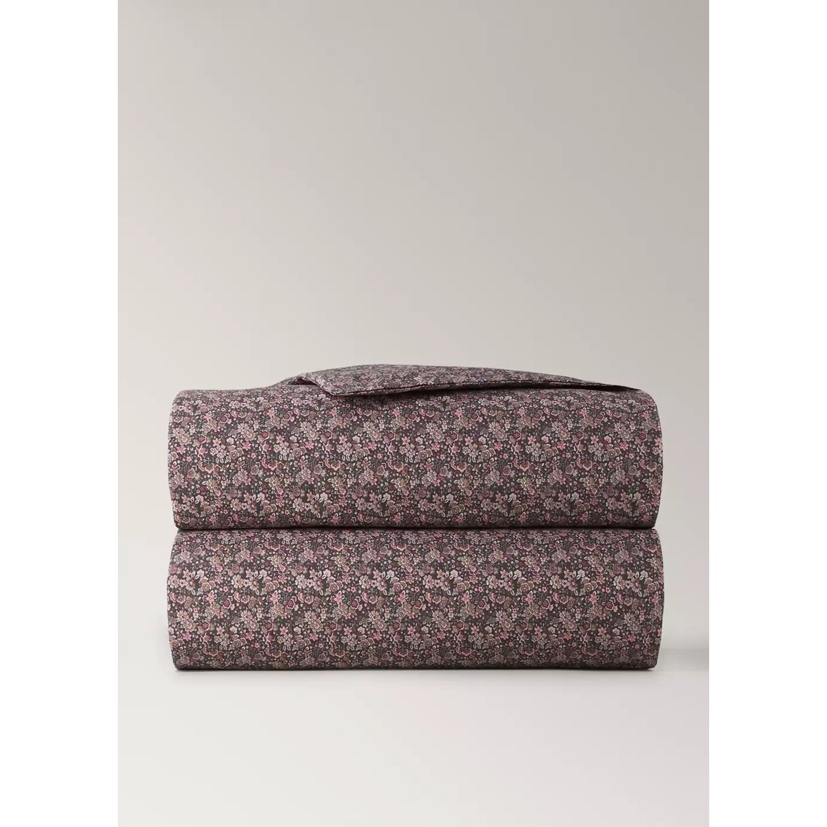Housse de couette 100 % coton floral Lit 90 cm prune, MANGO HOME