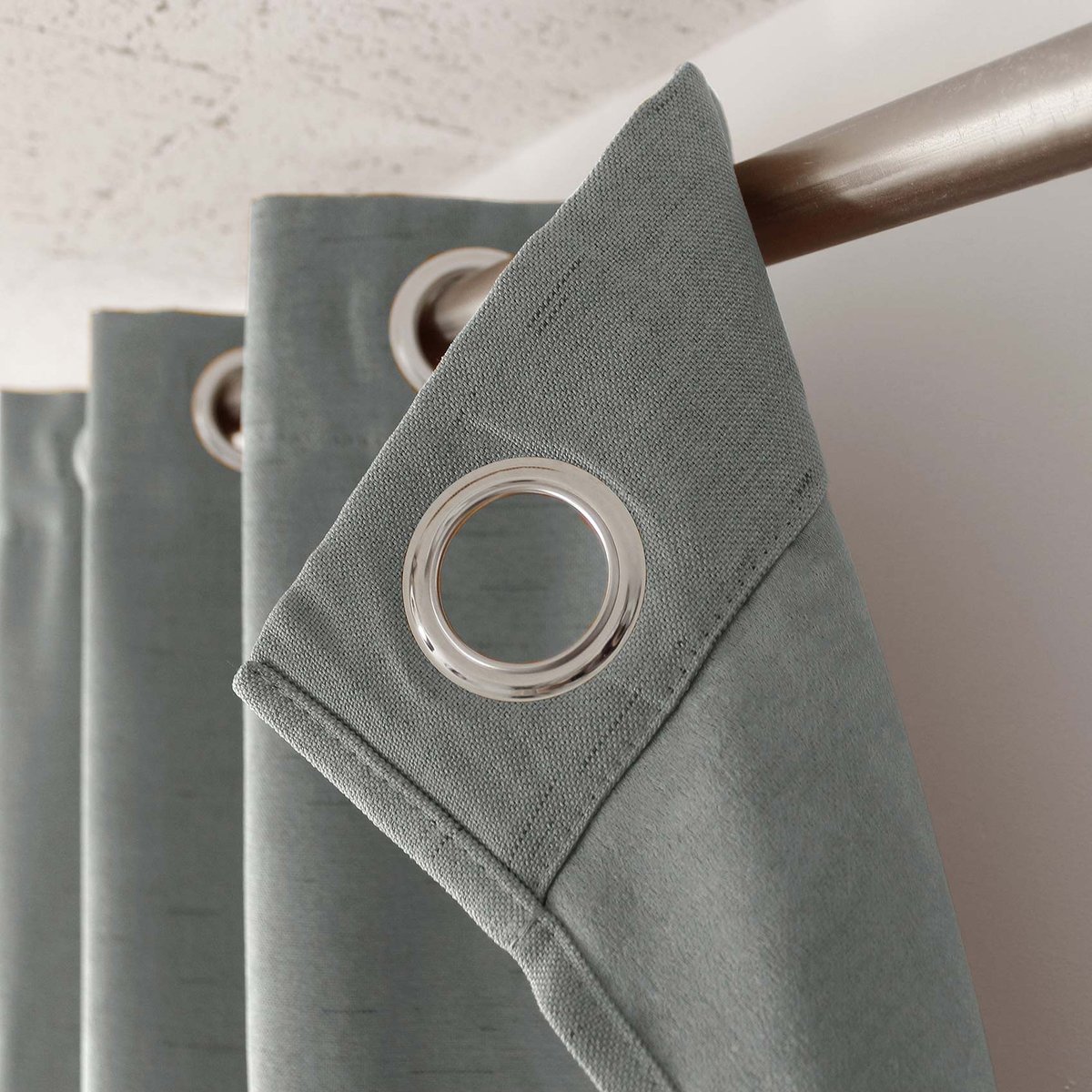 Rideau occultant uni et fileté gris clair, HOME MAISON