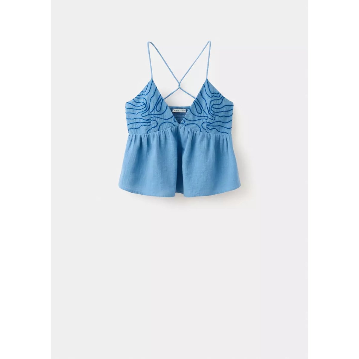 Top détails brodés bleu, MANGO TEEN