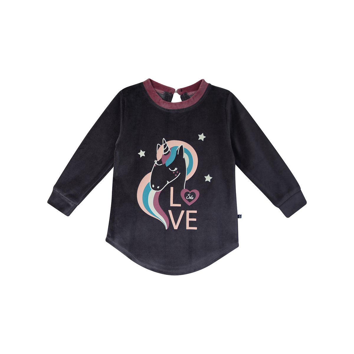 Pyjama 2 pieces margaretta velours rase enfant gris, SUCRE D'ORGE