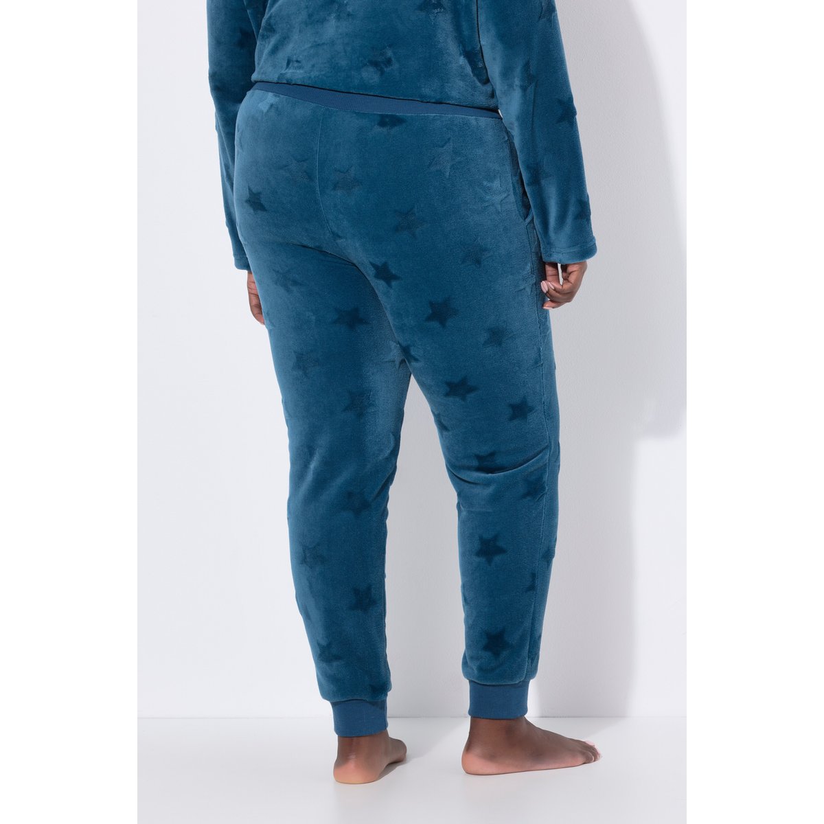 Pantalon homewear, étoiles texturées pétrol, ULLA POPKEN