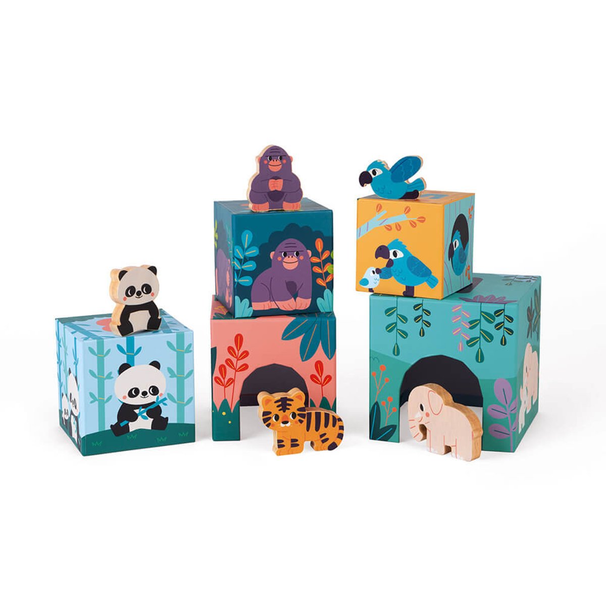Pyramide Et Figurines Animaux multicolore, JANOD