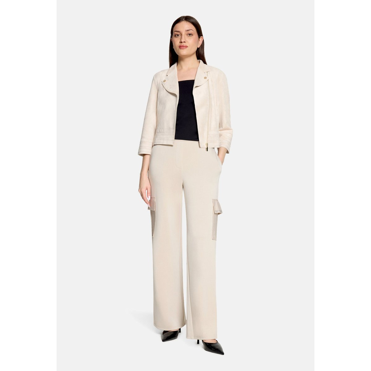 Veste de style motard à fermeture zippée gris, BETTY BARCLAY