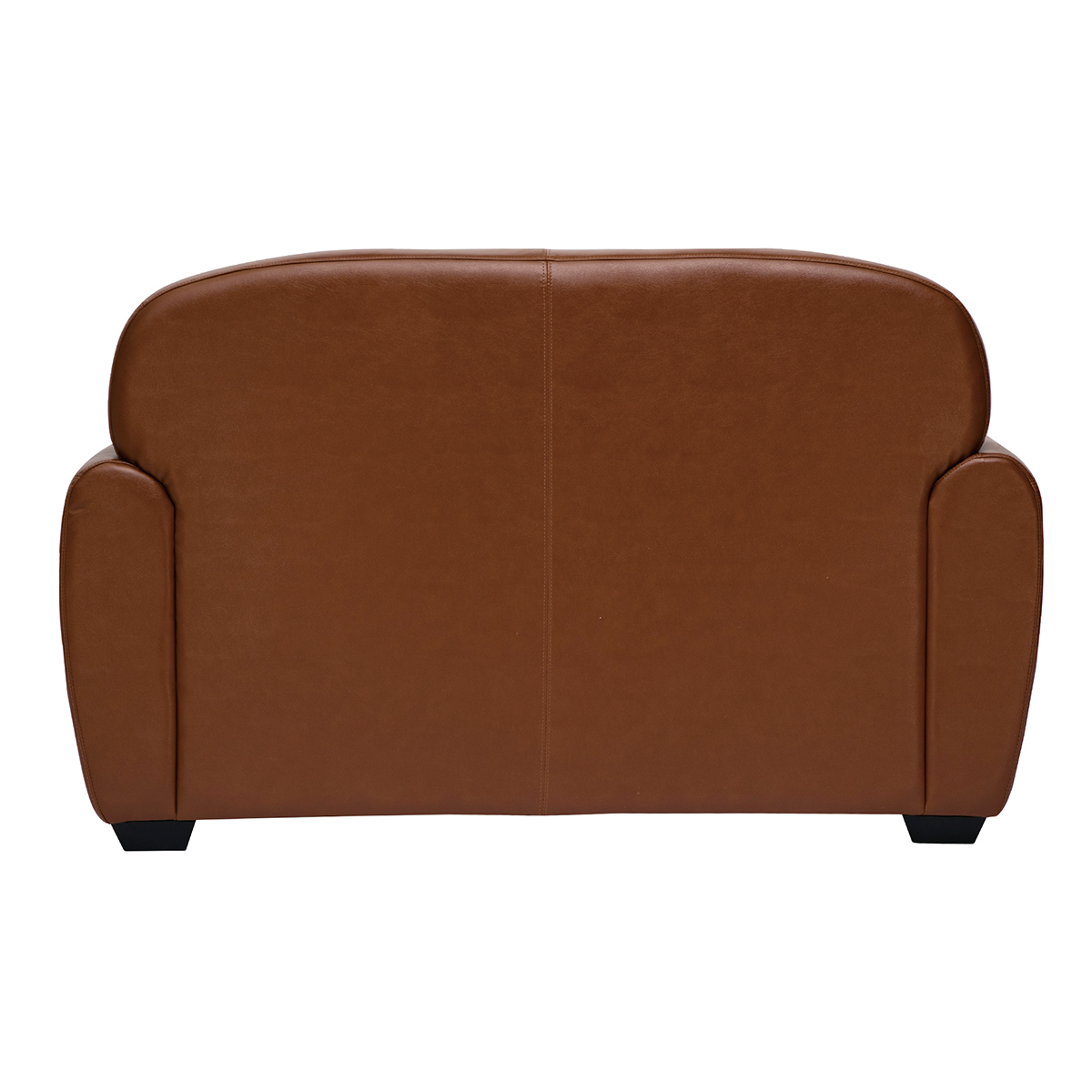 Canapé cuir vintage 2 places marron et bois noir CLUB marron, MILIBOO
