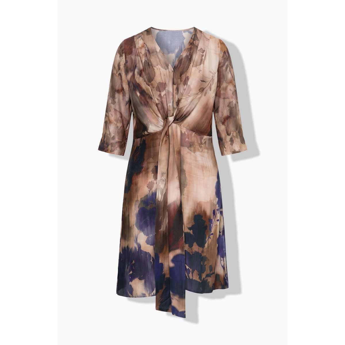 Robe longue en satin, esprit aquarelle marine foncé, ULLA POPKEN