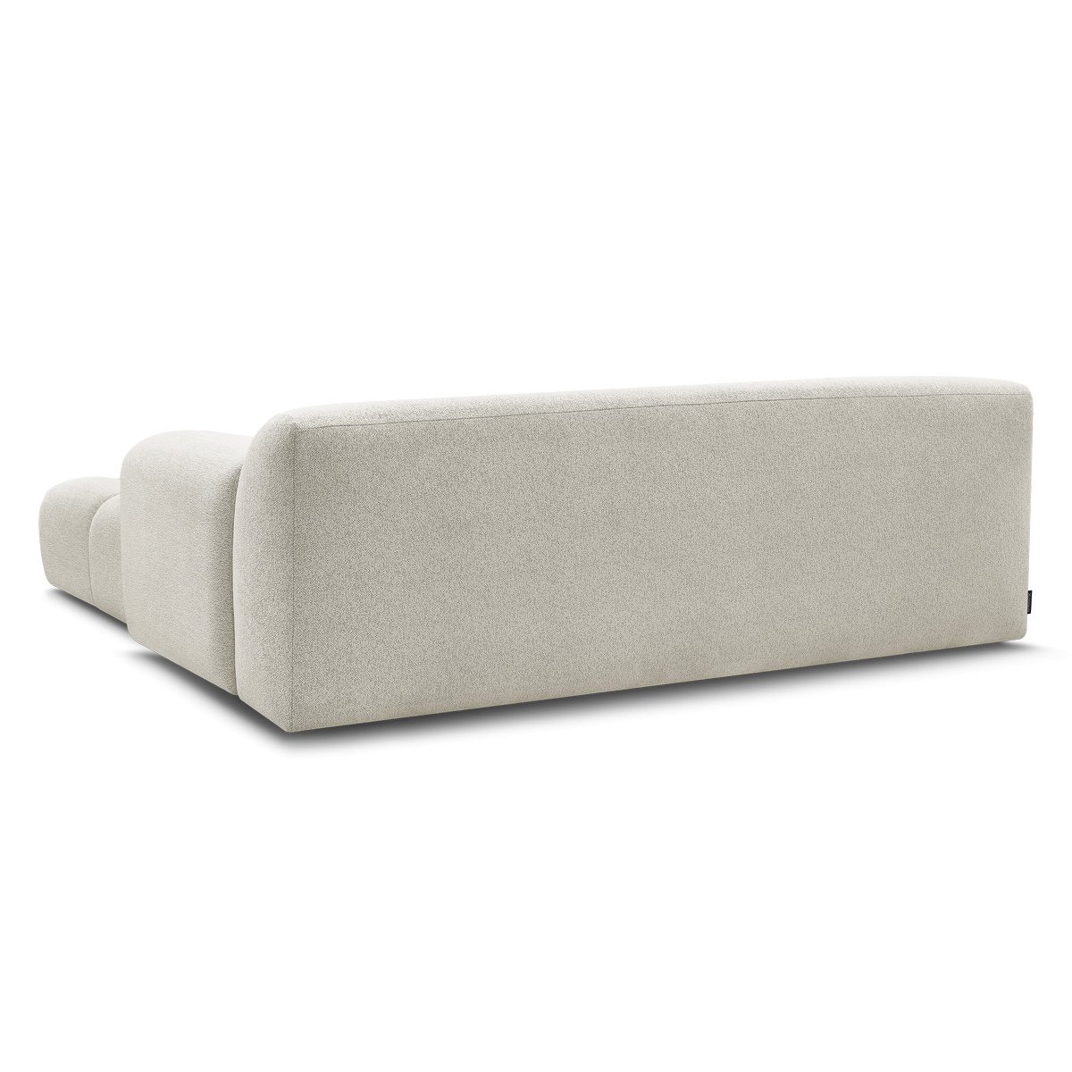 Canapé droit fixe 3 places en tissu chiné avec pouf, MELISSE blanc, BOBOCHIC