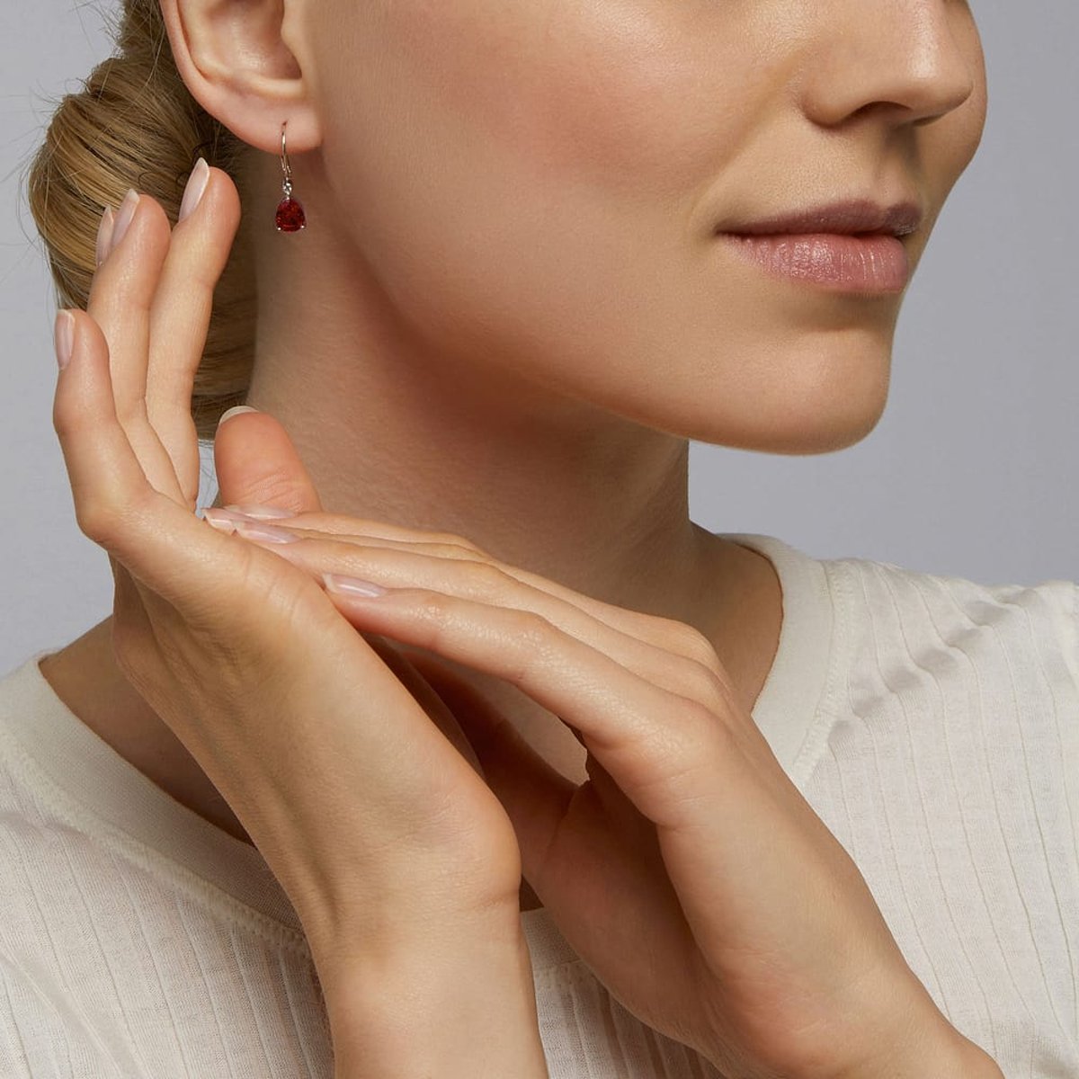 Boucles d'oreilles en Argent/oxyde de zirconium De Zirconium et Oxyde de zirconium argent et rouge, CLEOR