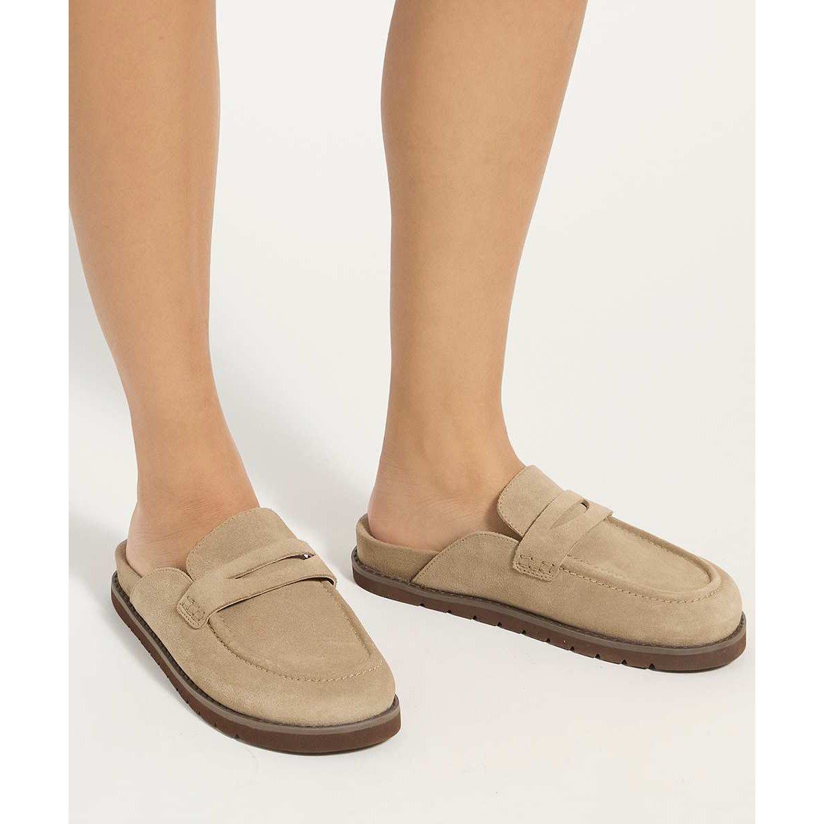 Mocassins ouverts à l'arrière en daim - GOLDENS taupe-suede, DUNE LONDON