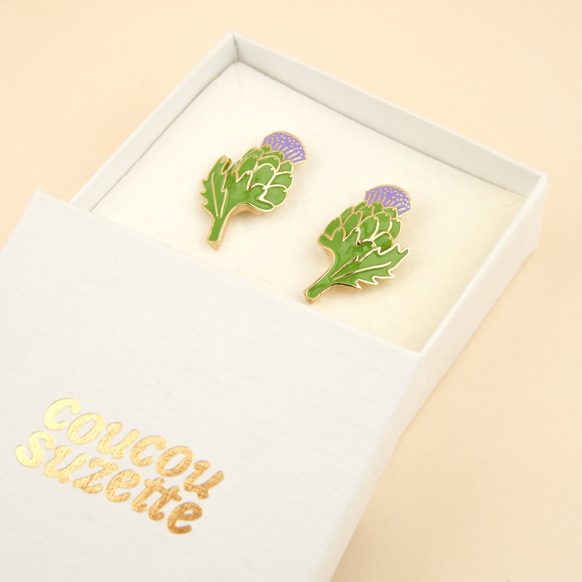 Boucles d'oreilles ARTICHAUT vert, COUCOU SUZETTE