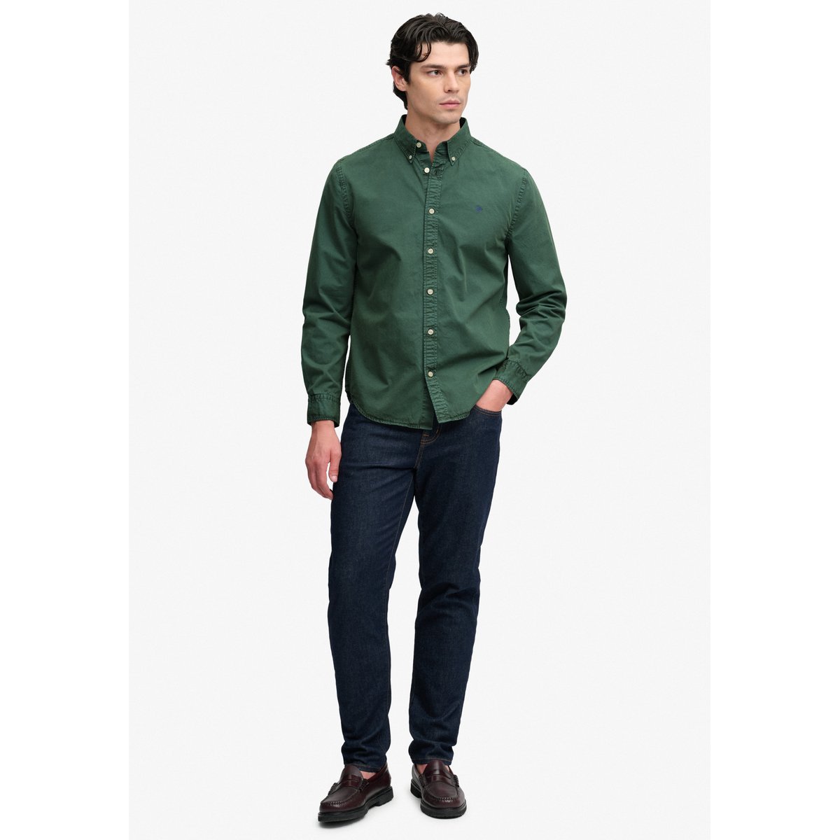 Chemise Manches Longues Coupe Décontractée vert délavé, SUPERDRY