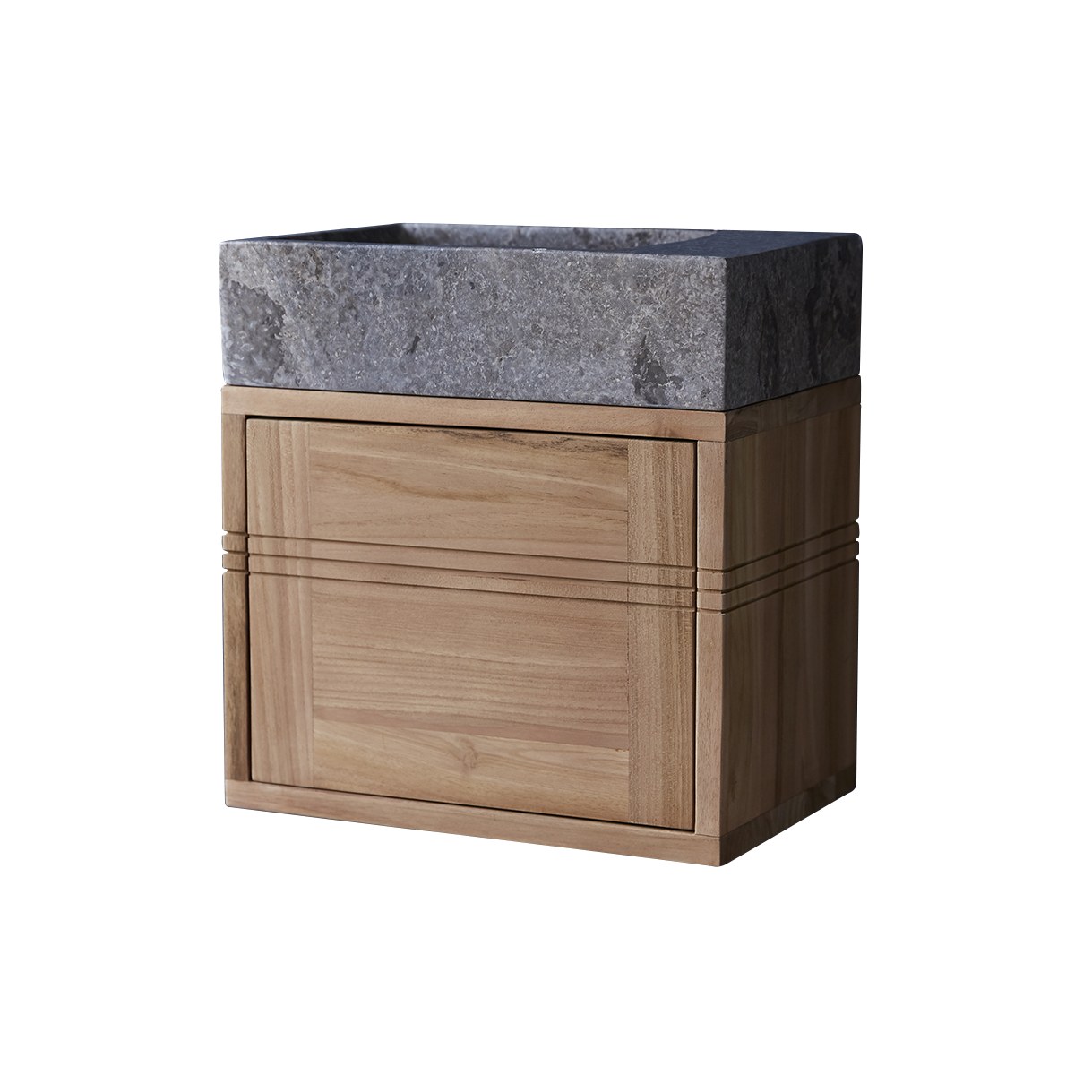 Meuble Salle De Bain en Teck massif, BASIC gris, TIKAMOON