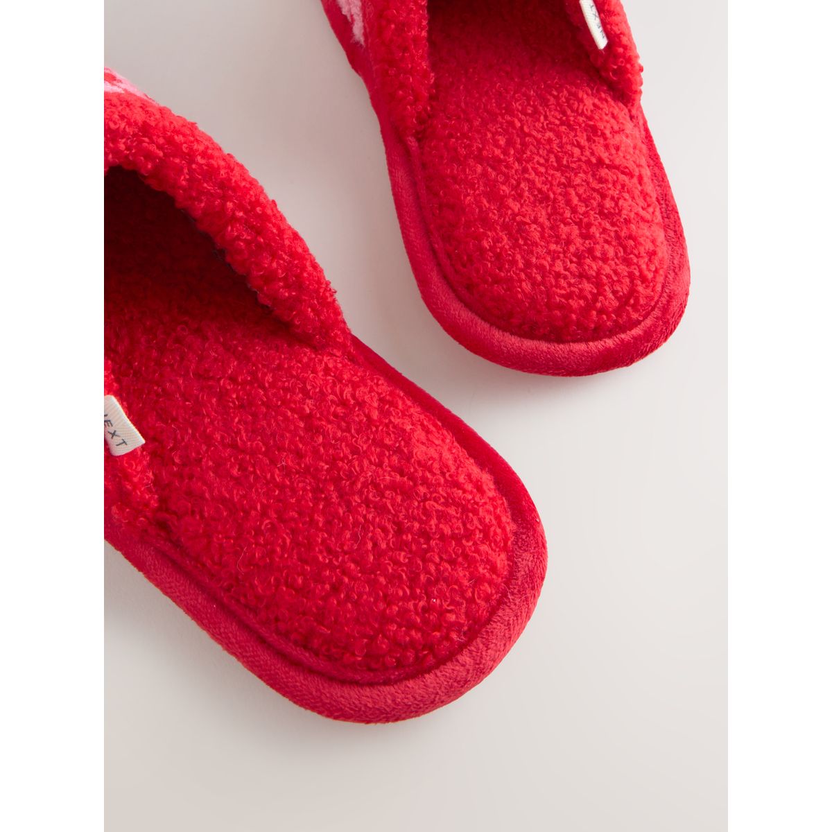 Chaussons mules à carreaux et cœur rose/rouge, NEXT