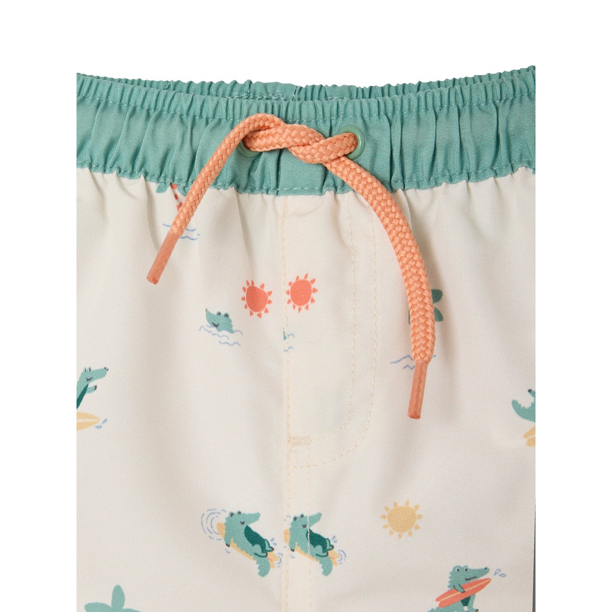 Short de bain bébé croco écru, VERTBAUDET
