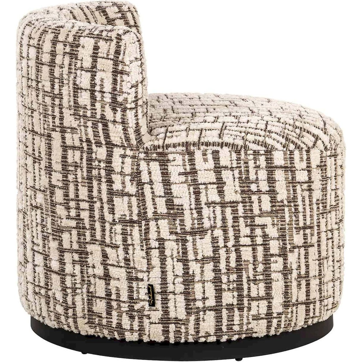 Fauteuil lounge rond, Dalia crème texturé motif marron, RECOLLECTION