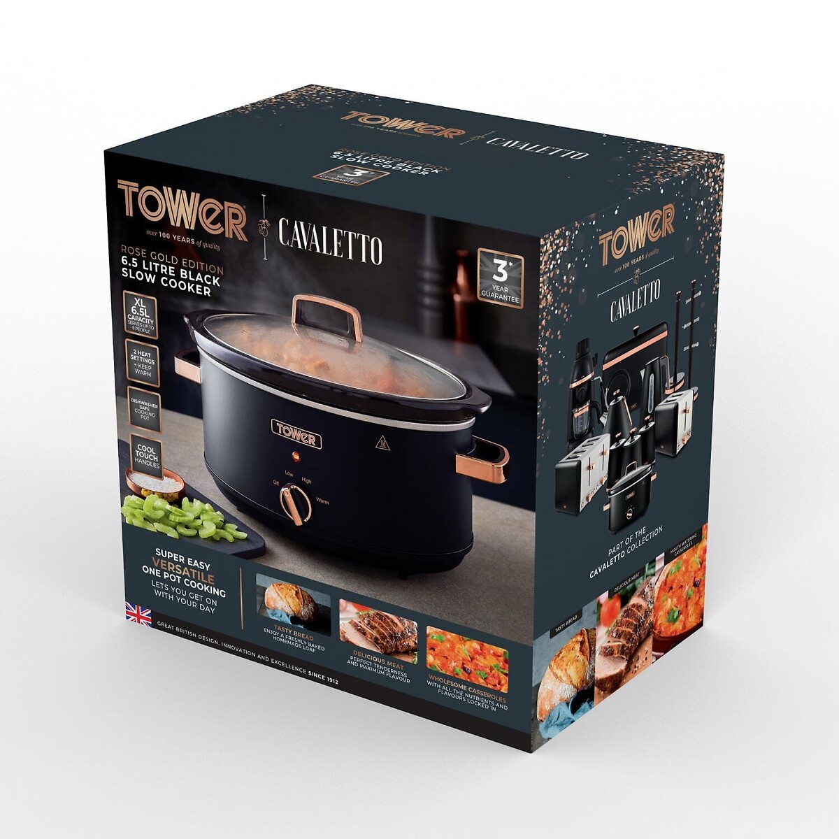 Cavaletto 6.5L Slow Cooker - T16043 black, TOWER