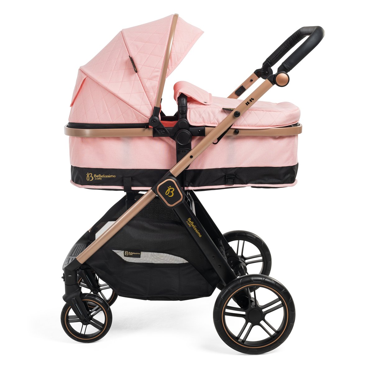 Poussette combinée trio 3 en 1 - siège auto 0+ IRIS – nacelle – dès la naissance – jusqu’à 22kg - rose rose, BEBELISSIMO J'AIME
