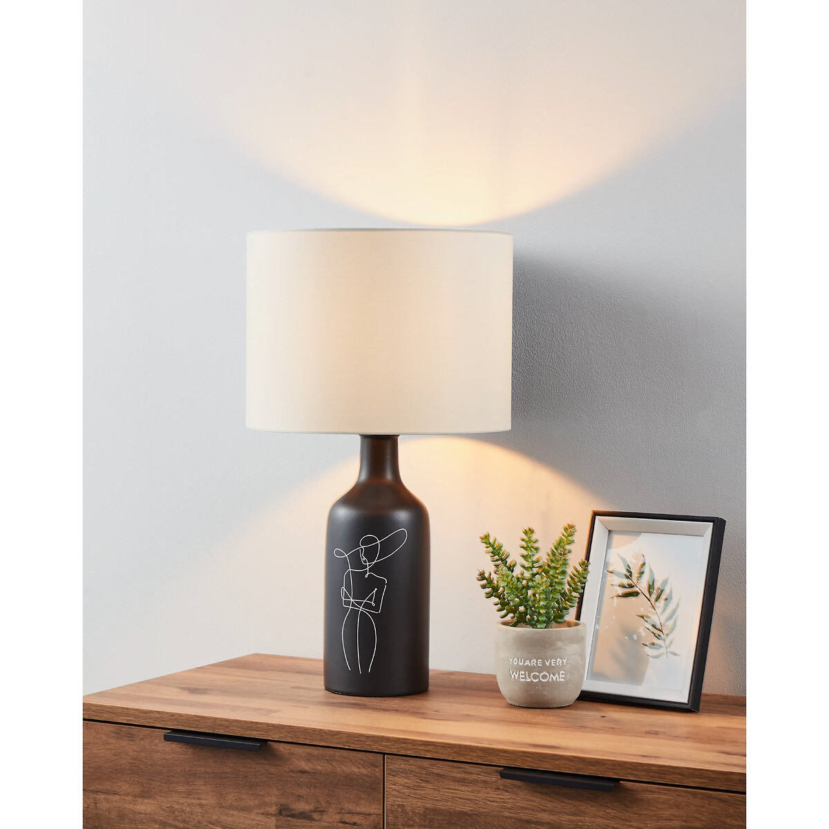 Candeeiro de mesa Vinoza, EGLO branco/preto, EGLO