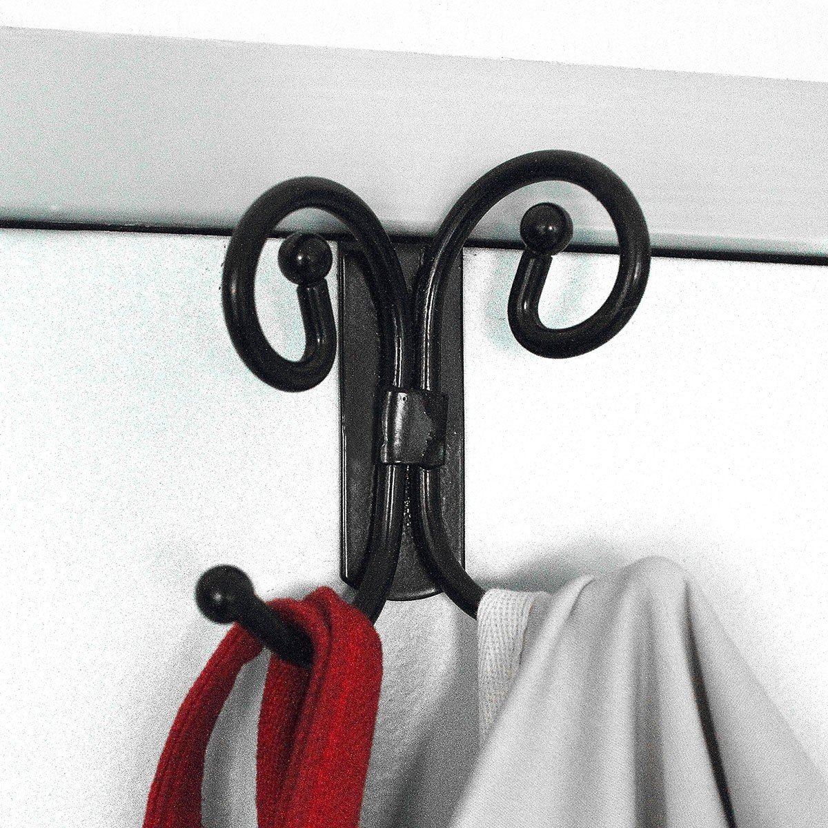 Porte manteau pour porte imitation fer forgé - Lot de 2 noir, CALICOSY