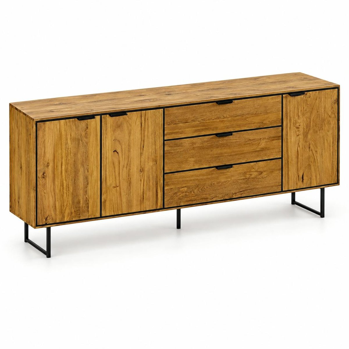 Buffet en teck recyclé 3 portes DEPOK bois naturel, PIER IMPORT