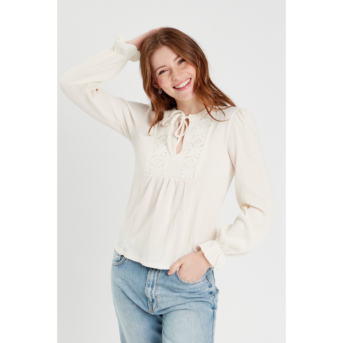 Blouse manches longues ecru, CACHE CACHE