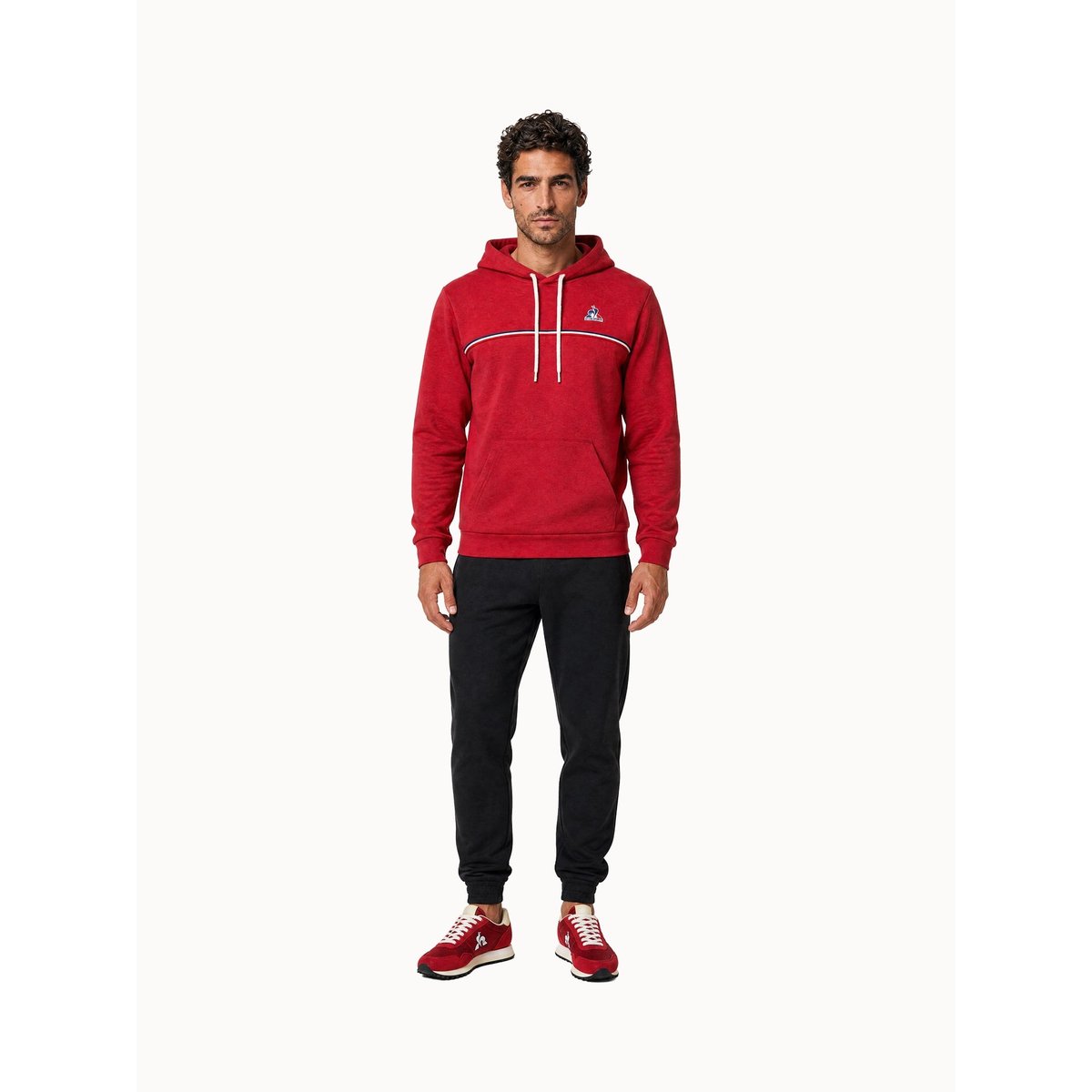 Sweat à capuche en double face avec détail tricolore Tricolores white, LE COQ SPORTIF