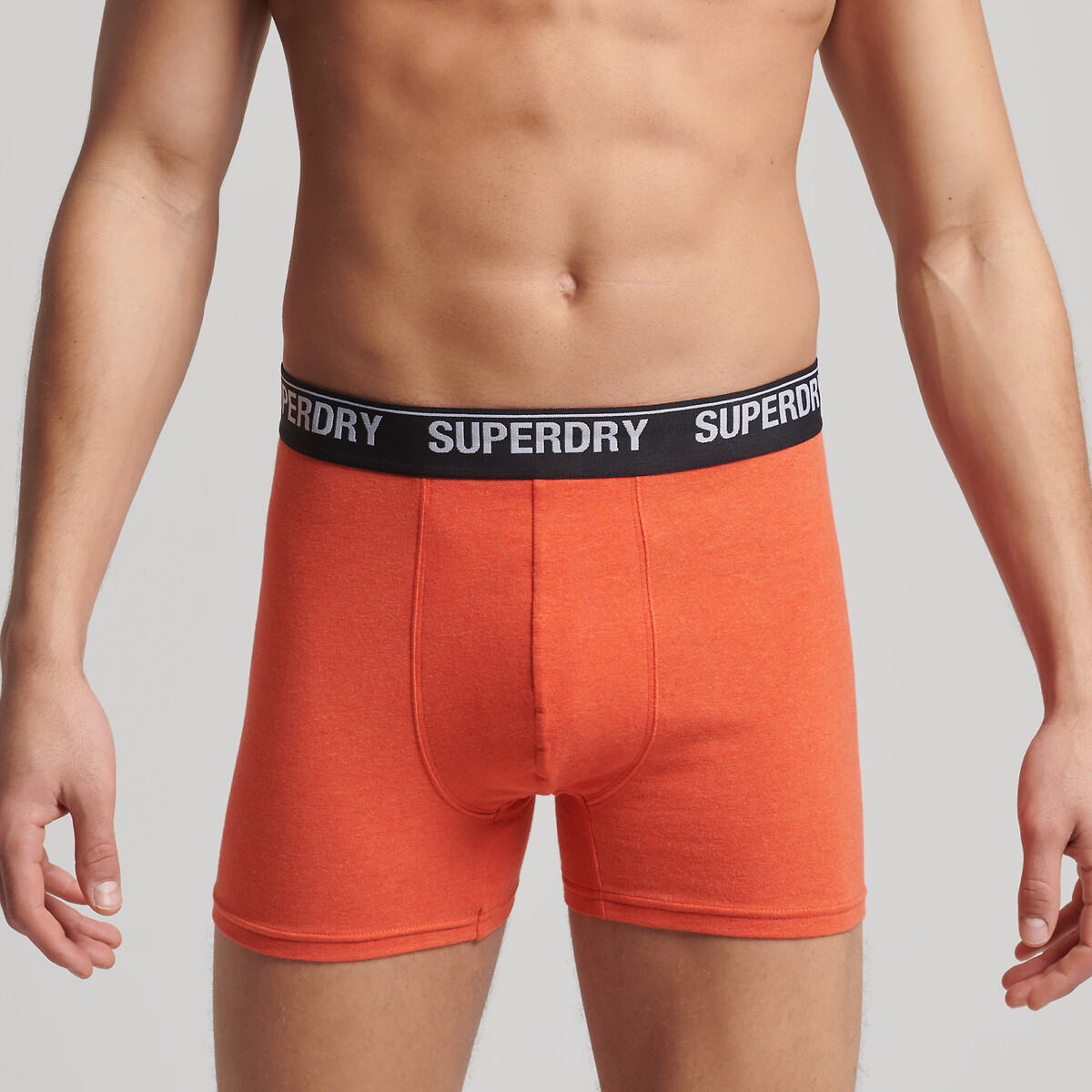 Lot de 3 boxers unis noir + gris + orange, SUPERDRY