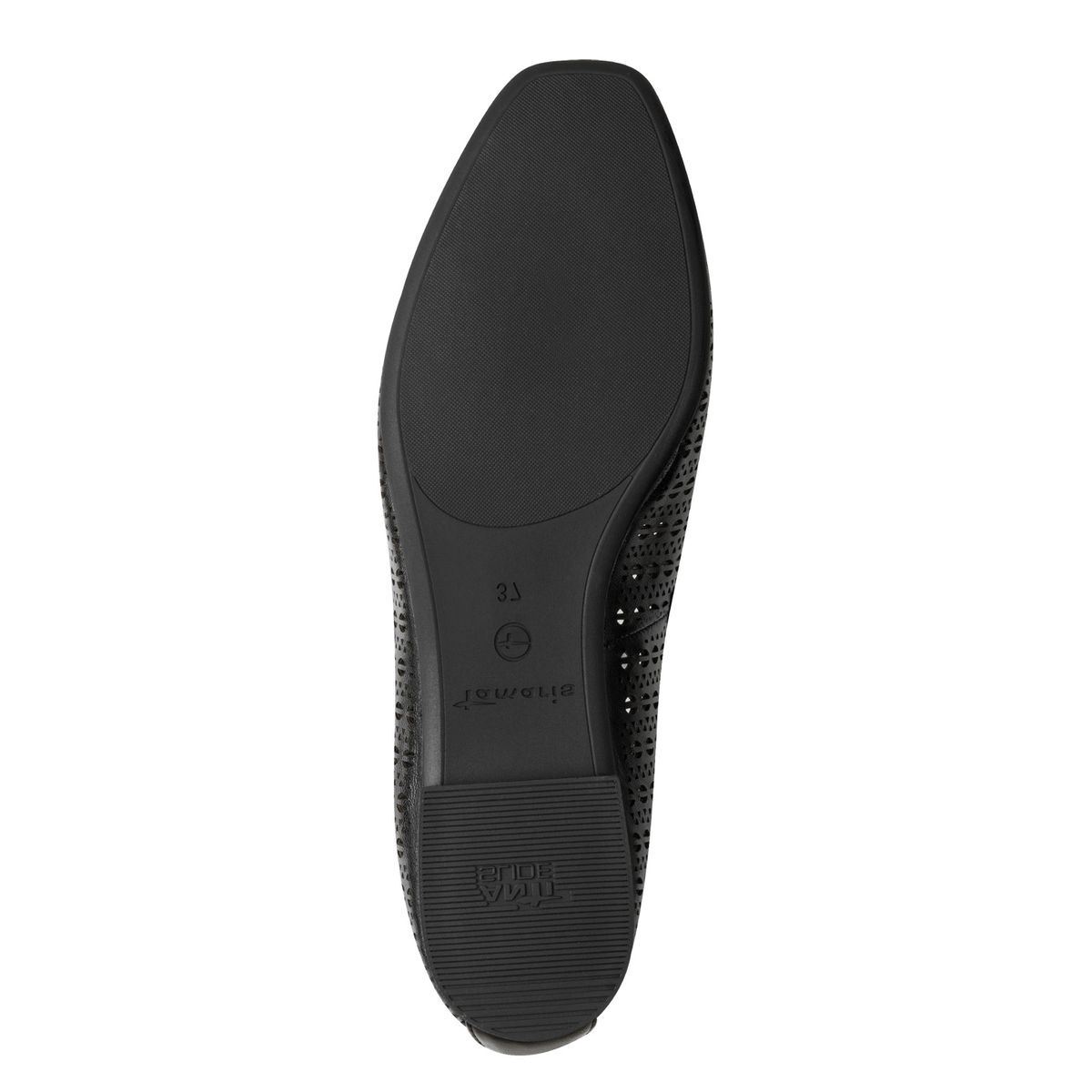 Ballerine en cuir noir struct, TAMARIS
