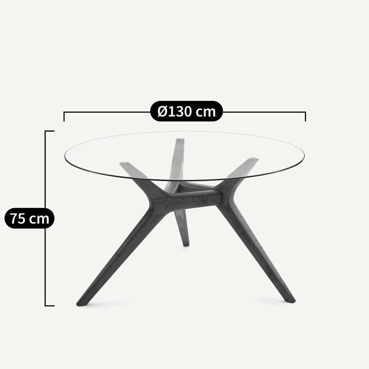 Runder Tisch Maricielo, Durchmesser 130, Glas und Nussbaum nussholz, AM.PM