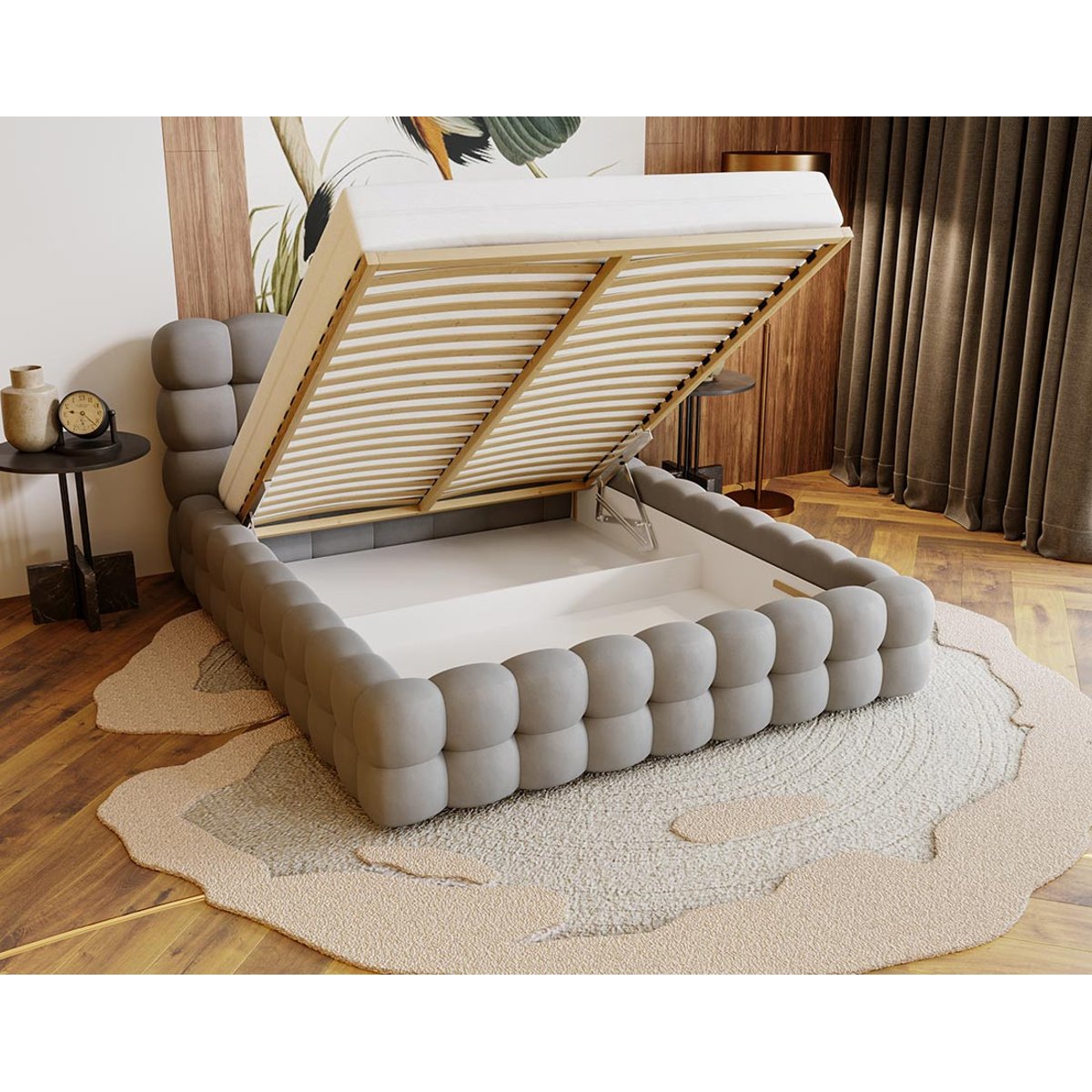 Lit coffre - DARLING gris, BEST MOBILIER