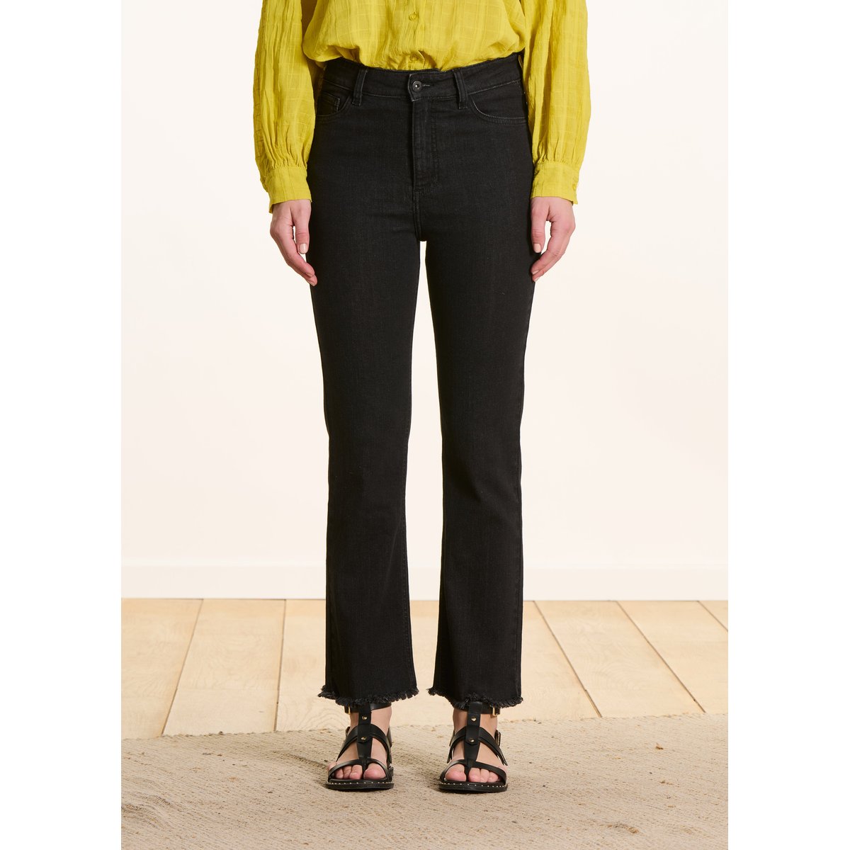 Jean cropped en coton biologique noir, LA FEE MARABOUTEE