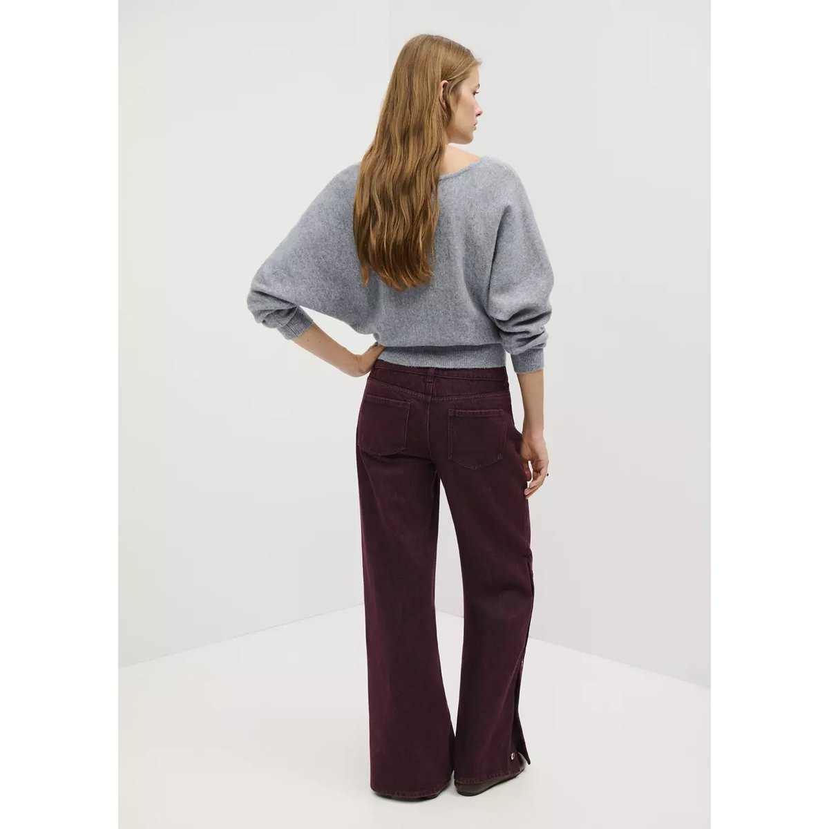 Jean droit boutons bordeaux, MANGO TEEN