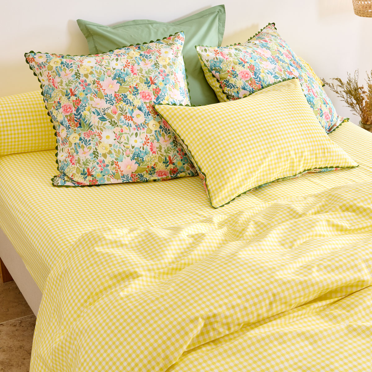 Drap Housse Vichy Jaune Percale De Coton - LILI motifs, TRADITION DES VOSGES