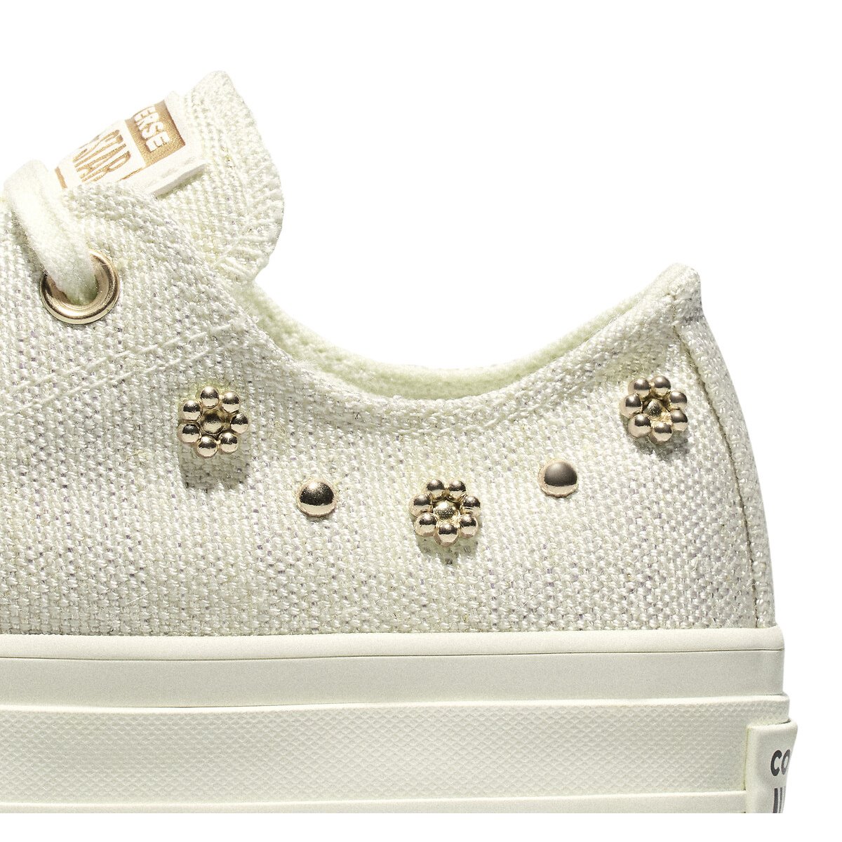 Sneakers CHUCK TAYLOR ALL STAR LIFT OX SHINY HEATHERED CANVAS STUDS ecru/goldfarben, CONVERSE