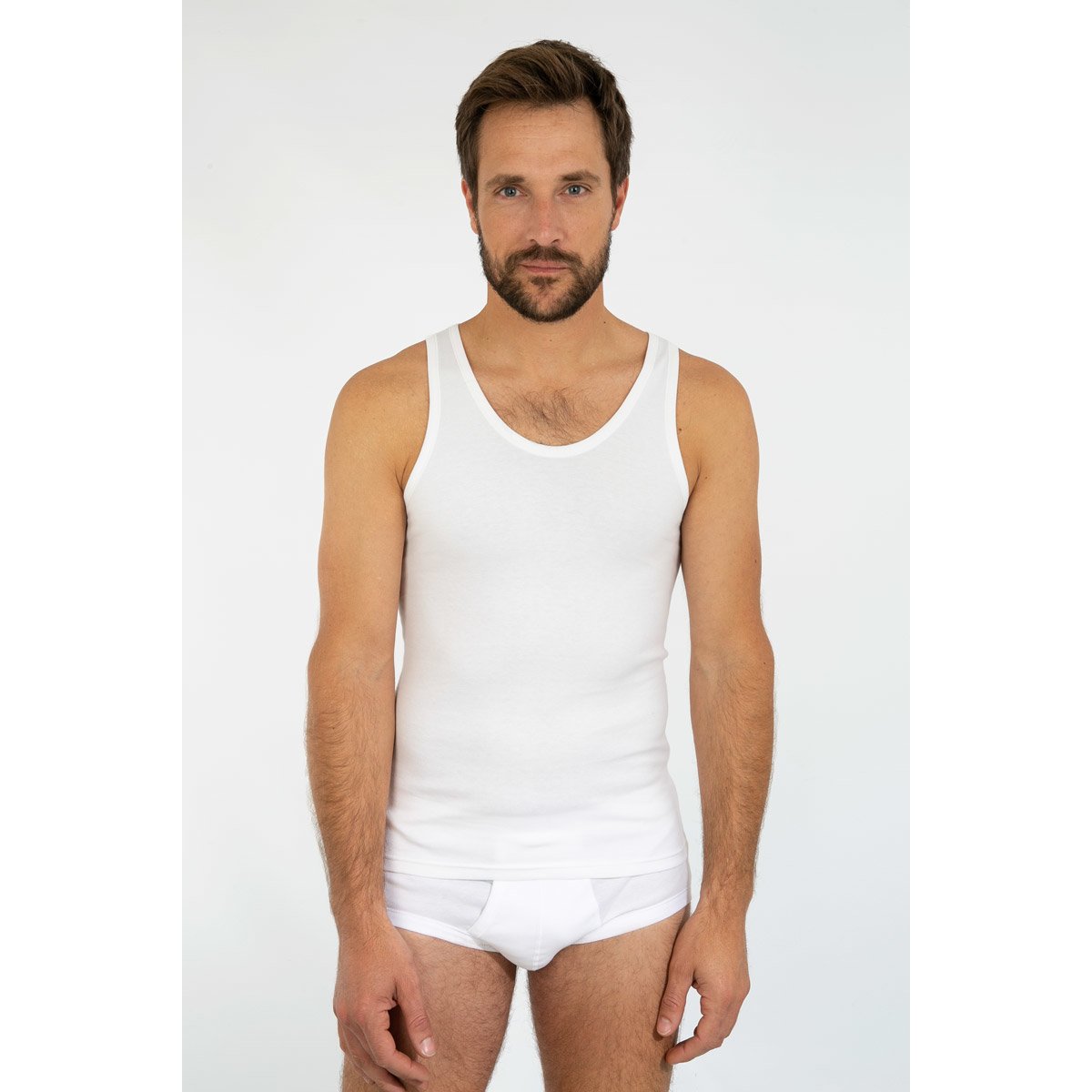 Débardeur en coton épais en taille 9 à 12 blanc, ARMOR-LUX