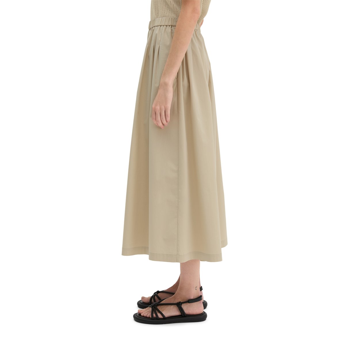 Jupe évasée en popeline stretch beige, MARC O'POLO