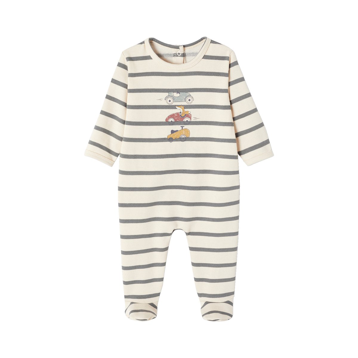 Dors-bien rayé motif voitures bébé écru, VERTBAUDET