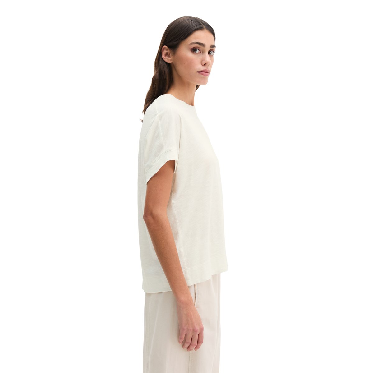 T-shirt loose avec manches coupées blanc naturel, MARC O'POLO