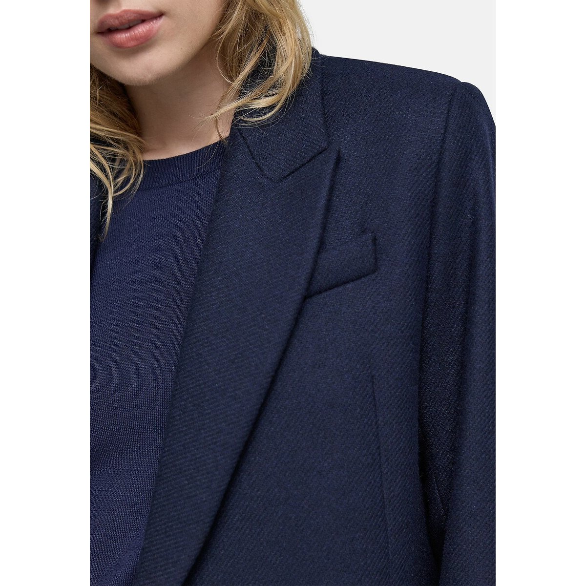 Wool Mix Long Coat with Buttons navy blue, IKKS