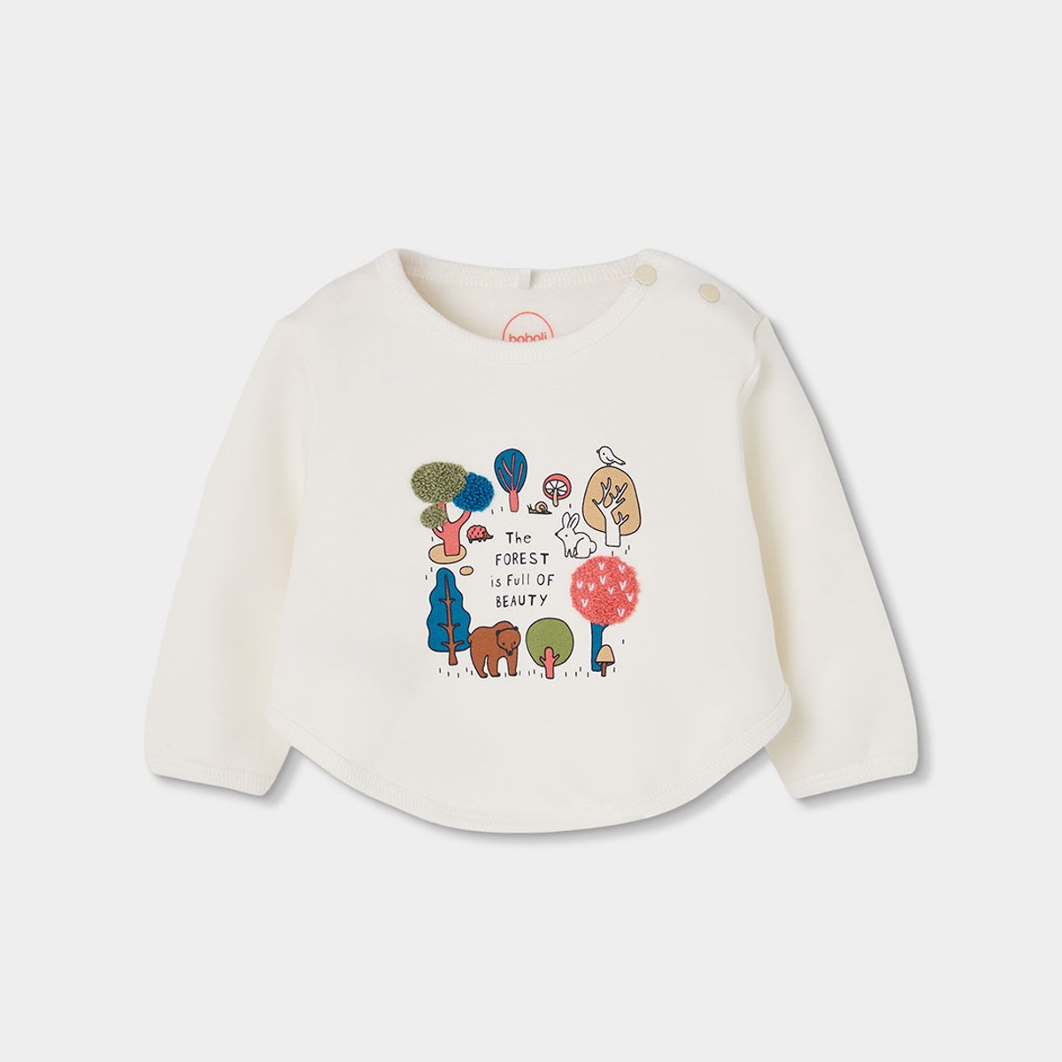 Ensemble maille bébé fille imprimé forêt blanc, BOBOLI